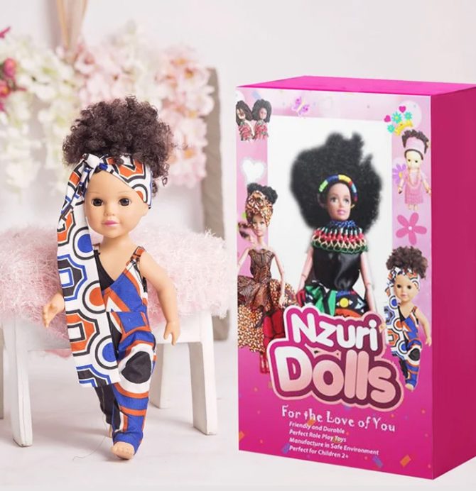 Curly Hair Bodysuit Printed Dress Doll