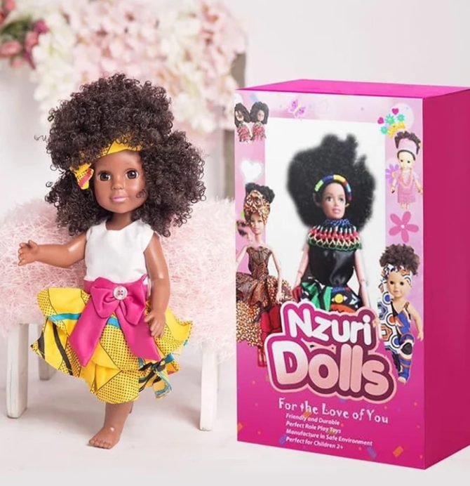 African Yellow Doll with Ribbon