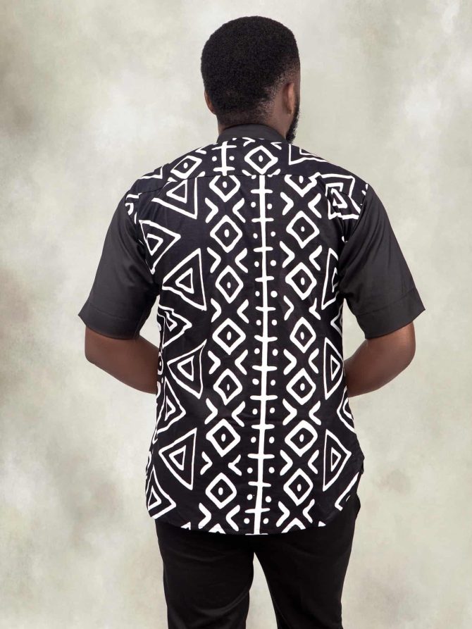 Black and White Men Pattern Ankara Shirt