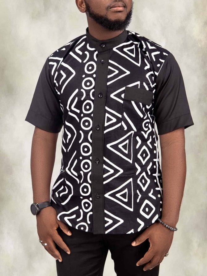 Black and White Men Pattern Ankara Shirt