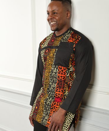 African Print Brown Multi-Color Shirt