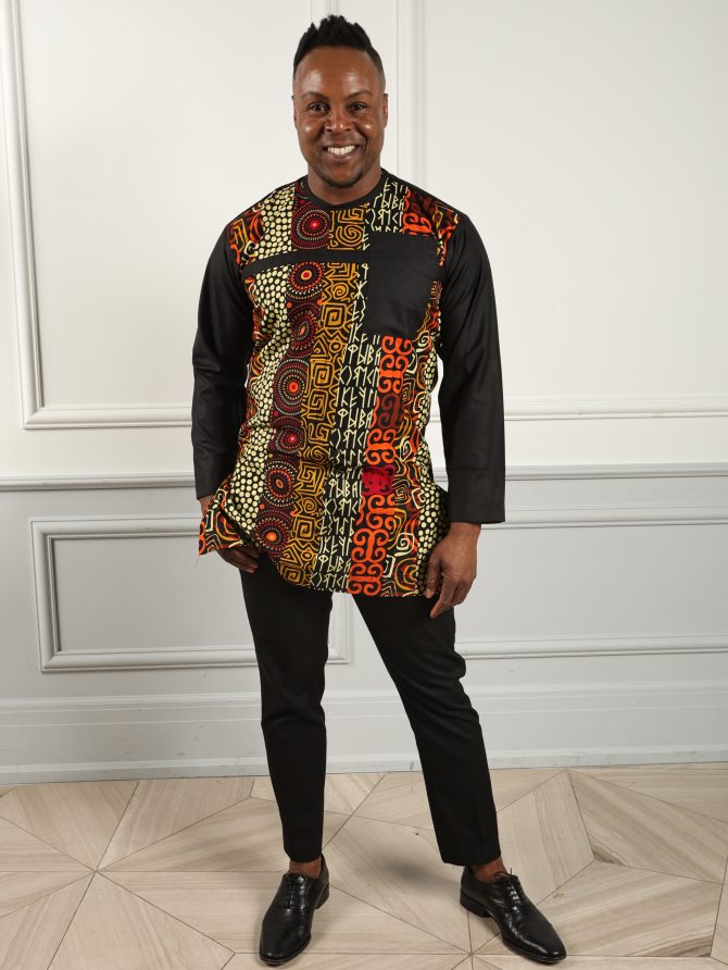 African Print Brown Multi-Color Shirt