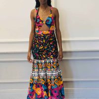 African Print Maxi Skirt & Crop Top