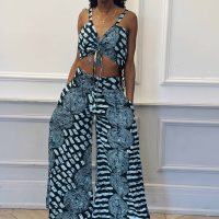 Wide Leg Palazzo Pants & Crop Top